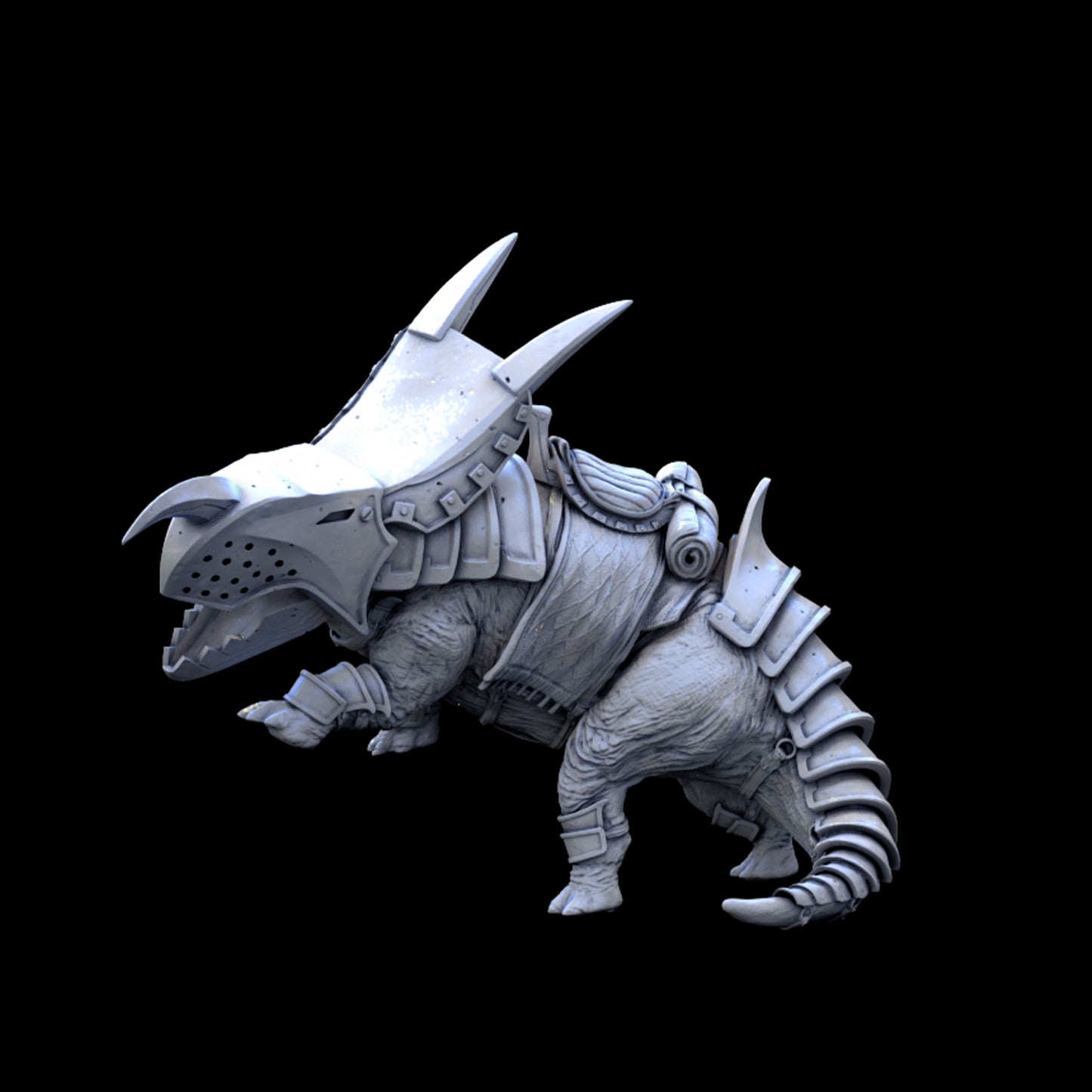 Knight and his Triceratops Steed Miniature