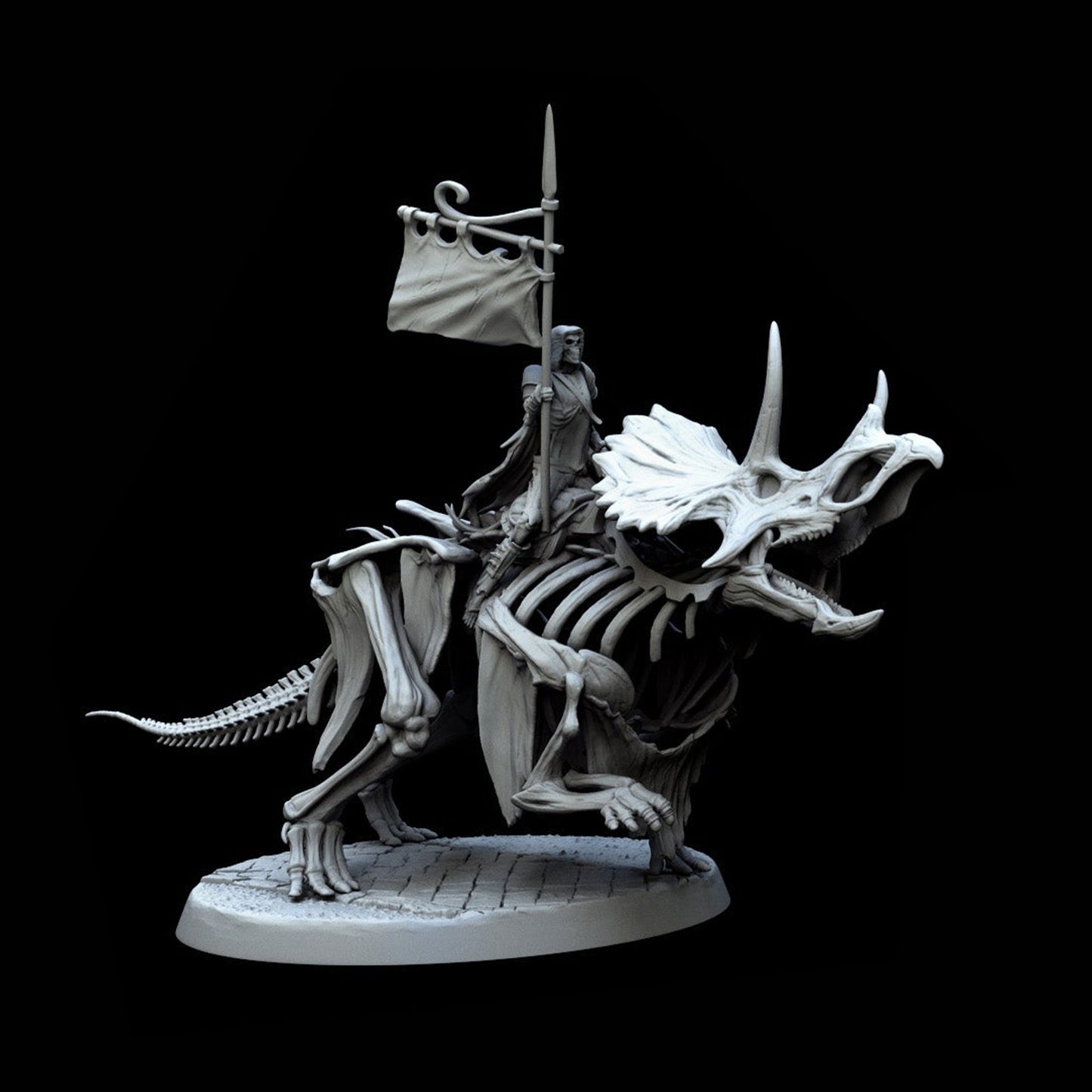 Skeletal Triceratops Banner Bearer Miniature